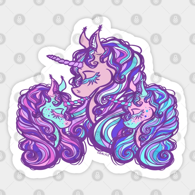 Mother of Twins Unicorn (Girl and Girl) Sticker by Jan Grackle